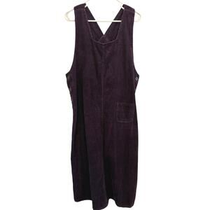 Vtg 90s Studio Ease Sz 12 Eggplant Purple Corduroy Jumper MIDI Dress Cottagecore